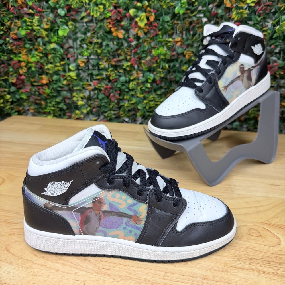 Nike Air Jordan 1 Mid Hologram SE GS Zen Master Black White DR9495-001 Kids 6Y